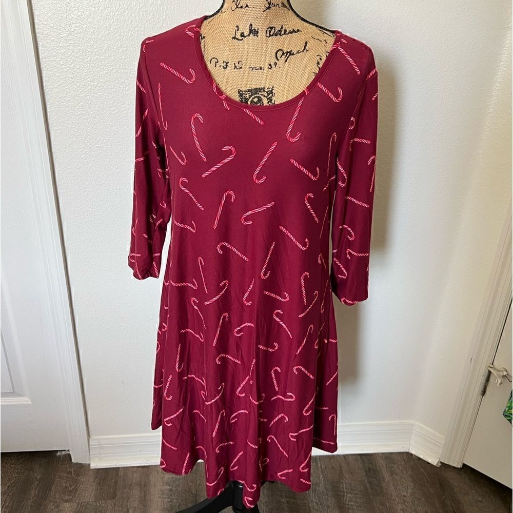 Lexington Avenue Candy Cane Swing Dress- Size Medium